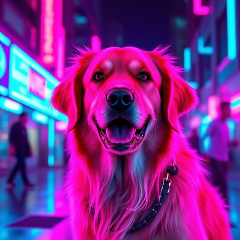 Hugo in Cyberpunk Neon style