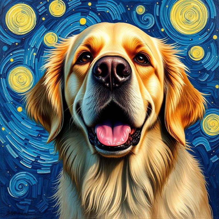 Pet portrait in Van Gogh style
